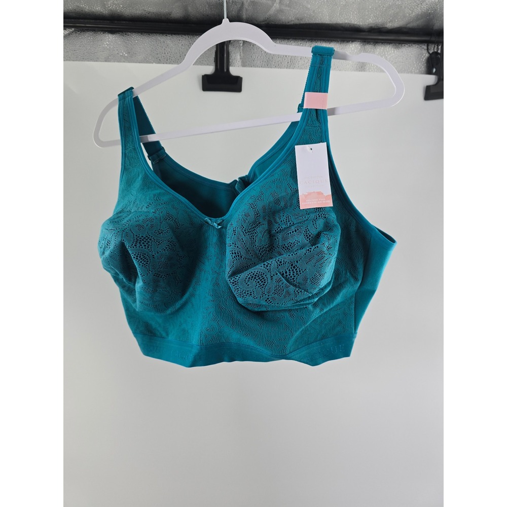 Cacique Teal‎ Blue Lace Unlined Full Coverage No-Wire Bra 50DDD S6117 NEW